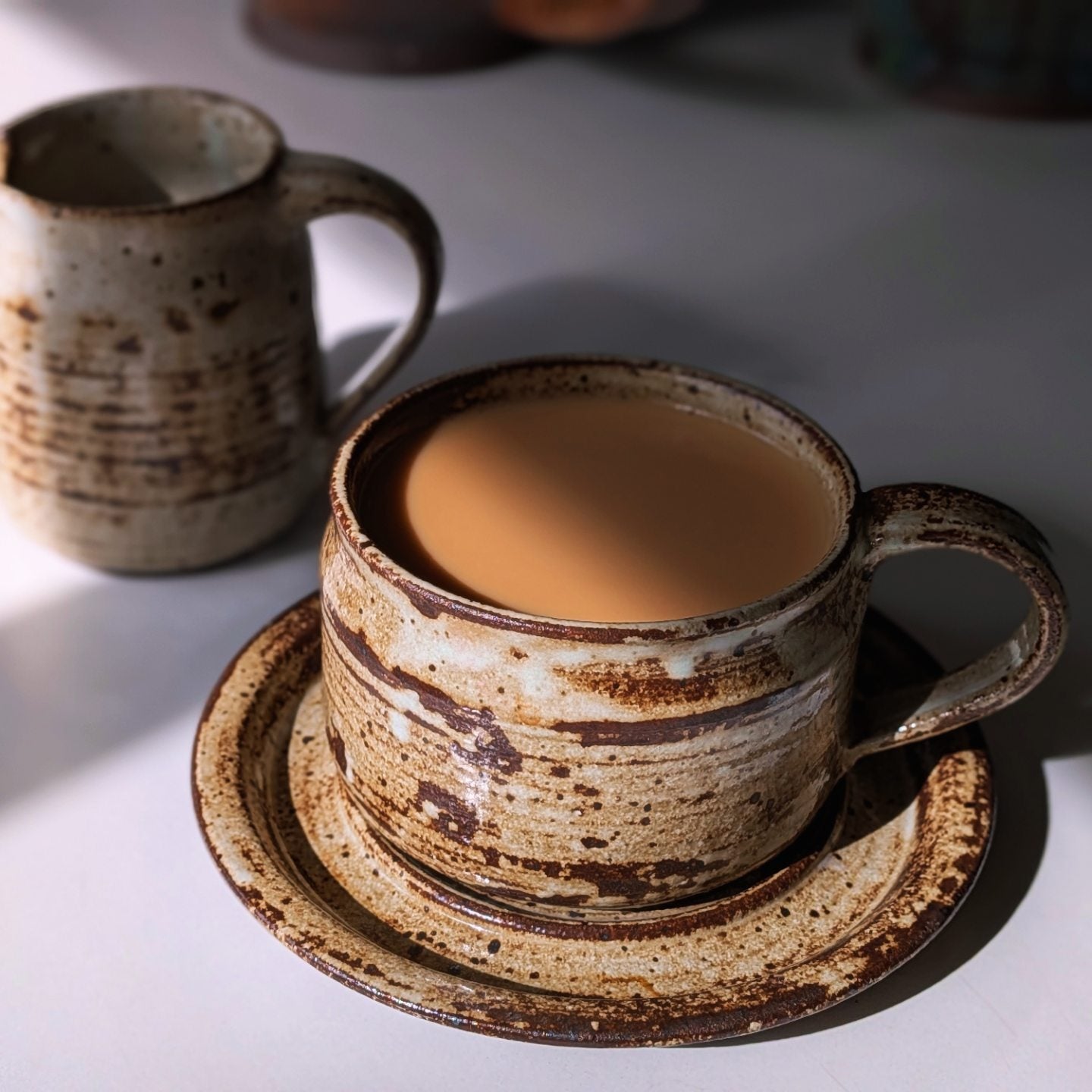 Handmade Stoneware Cup & Saucer